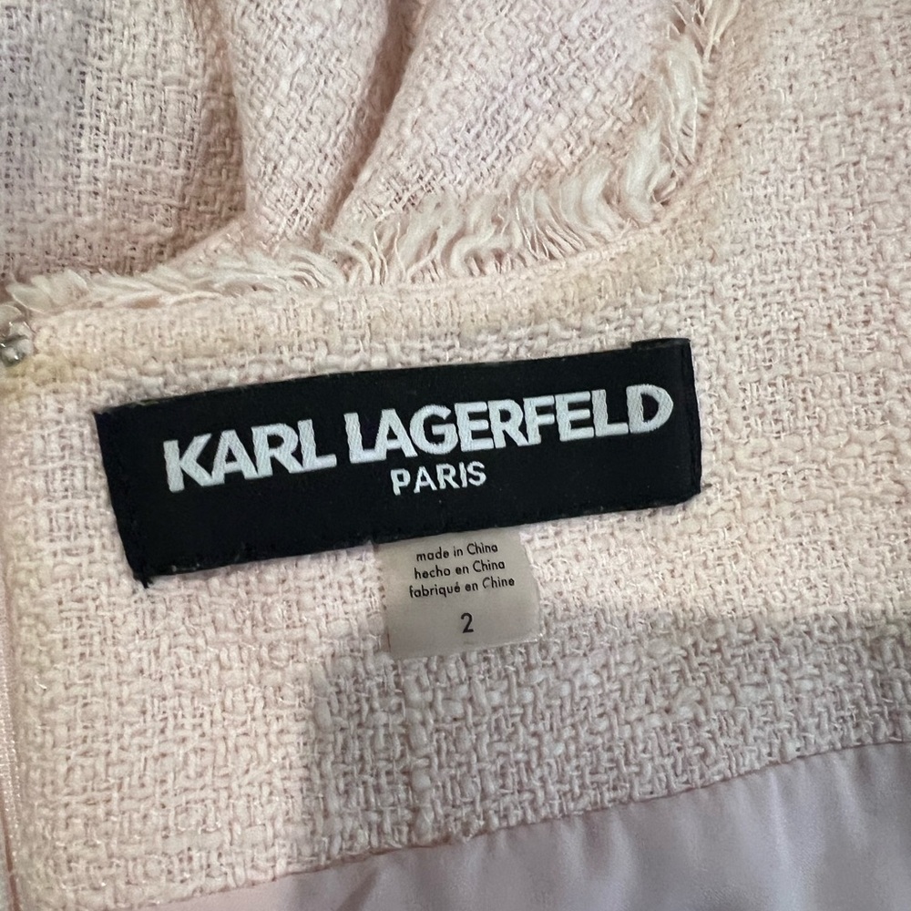 Karl Lagerfeld Blush Pink tweed shift dress - Picture 9 of 10
